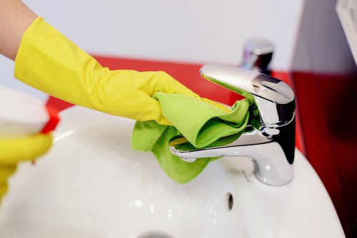 Professional cleaner in end of tenancy working on a rental property