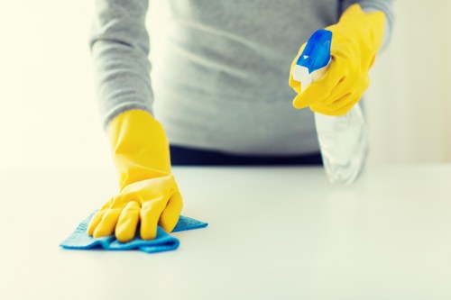 Professional carpet cleaner treating end of tenancy carpet stains
