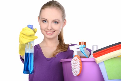 Cleaning team preparing a rental property for final inspection